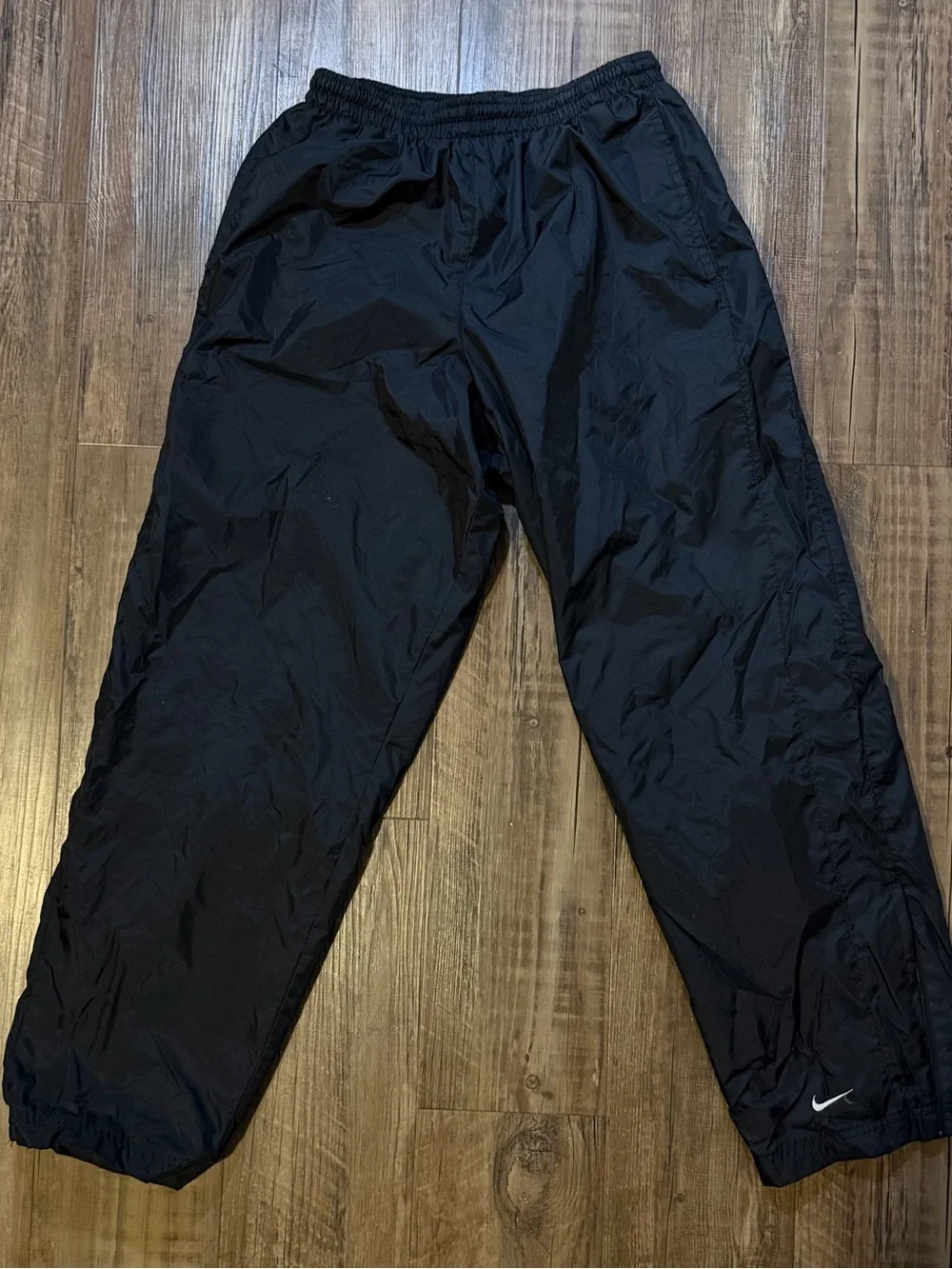 Nike Black Men's Lightweight Track Pants with White Swoosh